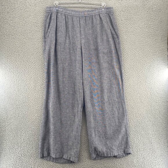 Old Navy Pants Womens Large Navy Linen Blend Pull On Wide Leg Pockets Everyday - Picture 1 of 13